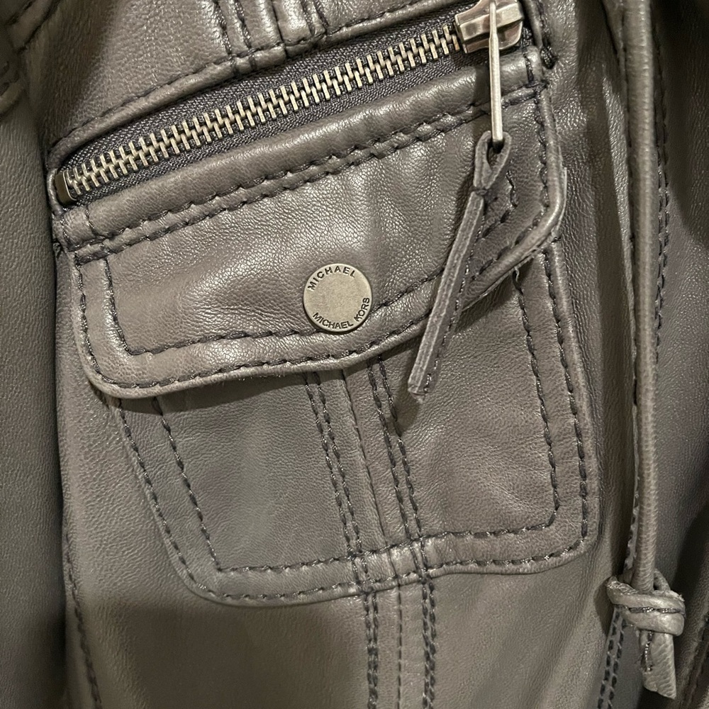 Michael Michael Kors Hooded Leather Motorcycle Jacket - Picture 6 of 7